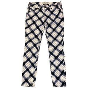 Women's Free People Jeans Plaid Pattern Blue White Size 28